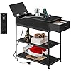 WLIVE Flip Top Side Table with USB Ports & Outlets