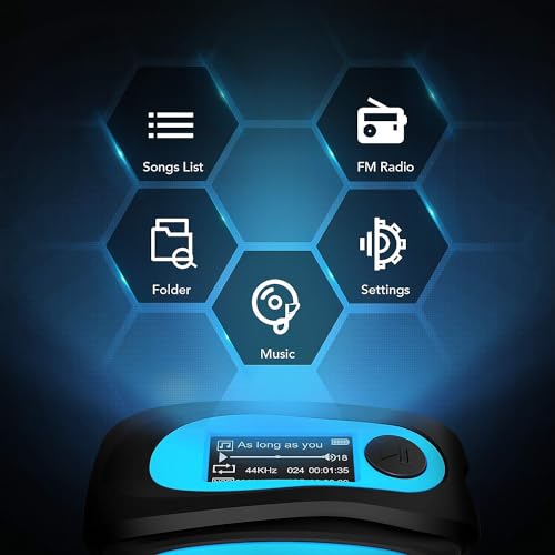 AGPTEK - IPX8 Waterproof MP3 Player With Screen & Headphones For Water Sports