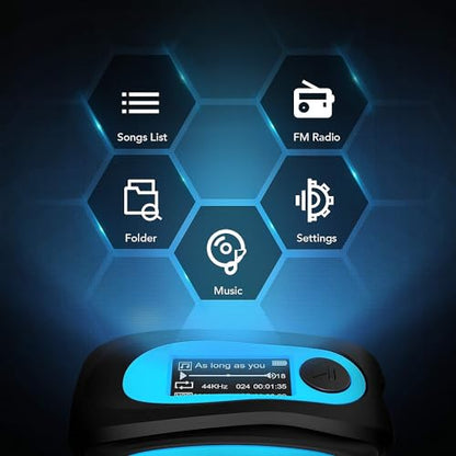 AGPTEK - IPX8 Waterproof MP3 Player With Screen & Headphones For Water Sports