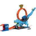 Experience thrilling races with the Hot Wheels City Track Set featuring a T-Rex Loop. Includes 1 toy car for epic dinosaur adventures! Keywords: Hot Wheels, City Track Set, T-Rex Loop, toy car