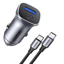 UGREEN 30W Car Charger with Dual Ports and USB C Cable