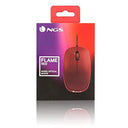 Ngs - Flame Red 1000dpi Optical Mouse, USB Wired, Ambidextrous Design, 3 Buttons