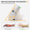 DeLUX - Wireless Ergonomic Vertical Mouse, Rechargeable, 4000 DPI, RGB Light