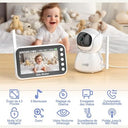 ObvhnuA - Baby Monitor with 4.3" LCD, Night Vision, Temperature Alarm, 2000mAh Battery