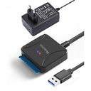 Easily connect 2.5"/3.5" HDD/SSD with Mueuton USB 3.0 to SATA III Adapter. Includes 12V/2A power supply for reliable performance. Ideal for data transfer and backup.