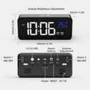 Homvilla - Digital Alarm Clock with Big LED Display, Dual Alarm & USB Charging