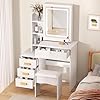 UDIYO Vanity Desk with LED Lights and 4 Drawers