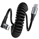 SUNGUY Coiled USB C to USB C Cable, 2-Pack, featuring a flexible design and 90-degree connectors