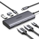 UGREEN 6-in-1 USB C Docking Station in grey with dual HDMI ports and USB connections