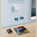 Lencent - 7-in-1 Wall Socket Power Strip with 3 European Sockets & USB Ports