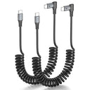 Shop the Sunguy Coiled USB C to USB C Cable 3FT, Right Angle 2-Pack for Android Auto, iPhone 16, Galaxy S24, and more. Durable and versatile charging solution!