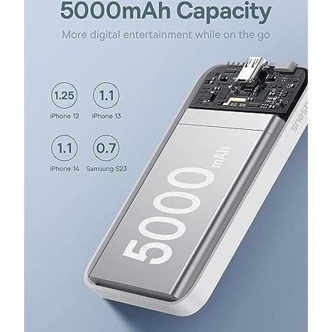Baseus - 5000mAh MagSafe Wireless Portable Charger, PD 20W Power Bank (White)