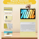 Boriyuan - Detachable Wireless Bluetooth Keyboard Case with Pencil Holder for iPad mini 7th/6th Gen