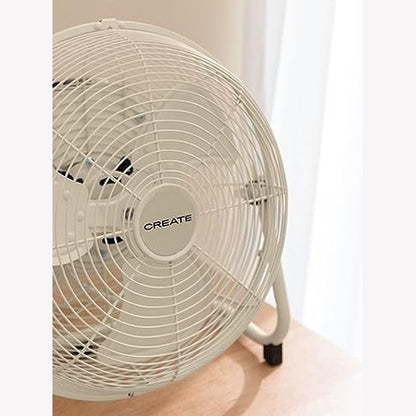 Create - 12" Retro Air Floor Fan, Powerful Airflow, 3 Speeds, Quiet, Lightweight, Non-Slip Legs, 55W