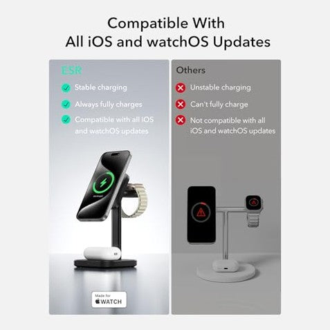 ESR - 3 In 1 Wireless Charging Station For Apple Devices, Black
