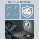 Lencent - 7-in-1 Wall Socket Power Strip with 3 European Sockets & USB Ports