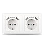 Kaifire - Schuko USB Double Socket, System 55 Pure White, Complete Set