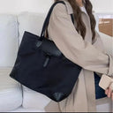 No Brand - Lightweight Black Nylon Tote Bag with Large Capacity for Women