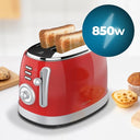 Cecotec - Vintage Light Red Vertical Toaster, 850W, Extra Wide Slots, 2 Slices