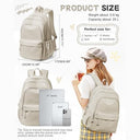 Bjlfs - Waterproof Khaki School Backpack for Girls & Boys, Lightweight Daypack