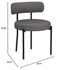 DYHOME Mid-Century Modern Dark Grey Dining Chairs Set of 2