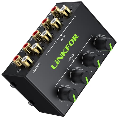LiNKFOR - 4 Channel Stereo Audio Mixer with Separate Volume Controls