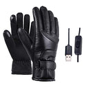 Veesper Heated Electric Gloves - USB Touchscreen Waterproof Leather