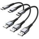 SUNGUY 6 inch Short USB C Cable 3Pack with braided design, ideal for fast charging and data transfer.