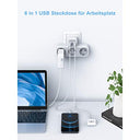Tessan - 6-in-1 USB Power Strip with 3 Sockets & 3 USB Ports, 3600W