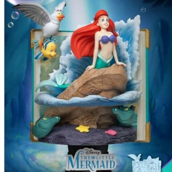 Explore the magic with the Ariel DS-079 D-Stage Statue from Beast Kingdom, a stunning piece from the Disney Story Book Series. This 6-inch collectible showcases Ariel in vibrant detail, using advanced 3D modeling to bring the beloved character