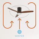 Create - Windcalm Ceiling Fan with Light, Dark Wood, Remote Control, 6 Speeds, 3 Light Settings, 40W, Ø132 cm