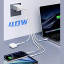 Aioneus 40W 4-Port USB Wall Charger in white, compact design with multiple ports