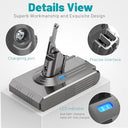 Dyson - V8 Battery Replacement 6000mAh, 21.6V, Compatible with SV10 V8 Series, Includes 2 Filters