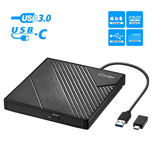 Cocopa - USB 3.0 USB-C External CD DVD Player & Burner