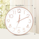 Leepat - Silent 30 cm Quartz Wall Clock with Arabic Numerals, Rose Gold Finish