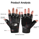Proberos - Half Finger Riding Gloves for Men, Breathable Fabric, Fingerless Design, Ideal for Biking and Training