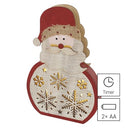Emos - Wooden Luminous Santa Claus with 5 LEDs, Warm White Light, Battery Operated