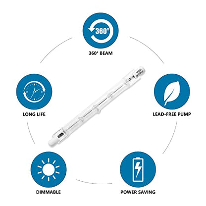 JCRNBU R7S 118mm 150W Dimmable Halogen Light Bulbs, 5 Pack - Long Lifespan, Double Ended Base for Security, Work, Landscape Lighting & Floor Lamps
