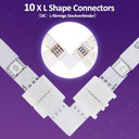 Redtron - 10mm RGB LED Strip Connector Kit with L Shape Connectors & Extension Cable