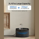 Giotohun - 2L Cat Water Fountain with 6 Filters & 3 Foam Filters, Black