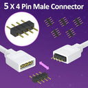 Redtron - 10mm RGB LED Strip Connector Kit with L Shape Connectors & Extension Cable