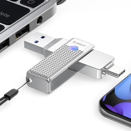ORICO - 256 GB USB C Flash Drive, 2 in 1 External SSD, High Speed OTG