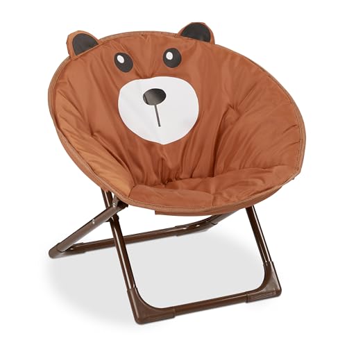 Relaxdays - Children's Folding Moon Chair, Indoor/Outdoor, Brown, 48 x 51 x 48 cm