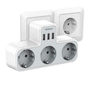 Tessan USB Power Strip - 6-in-1 with 3 Sockets & 3 USB Ports