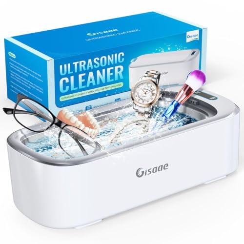 Ultrasonic cleaner with a capacity of 550ml and a frequency of 46000Hz featuring two cleaning modes designed for dentures, coins, and jewelry