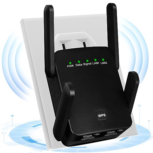 GOOPOOL Dual Band WiFi Amplifier - 1200 Mbit/s Repeater Extender with 4 x 2dBi Antennas