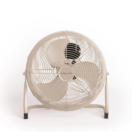 Discover the Create 12" Retro Floor Fan, perfect for any room. Enjoy powerful airflow with 3 quiet speeds, lightweight design, and non-slip legs. Ideal for efficient cooling.