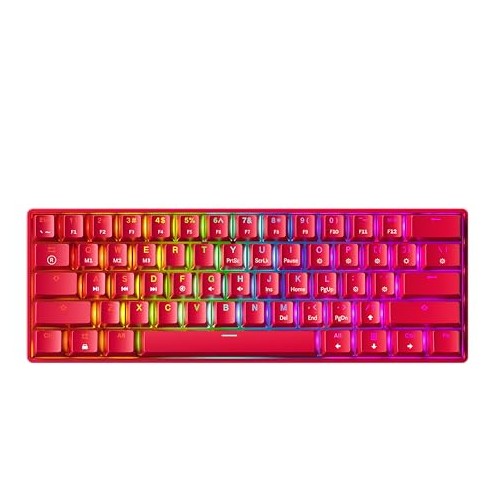 Mechanical gaming keyboard featuring 61 keys with multi-color RGB illumination and LED backlighting designed for wired use with PC and Mac. Equipped with Gateron mechanical silent brown and red switches for a quiet and responsive typing experience.