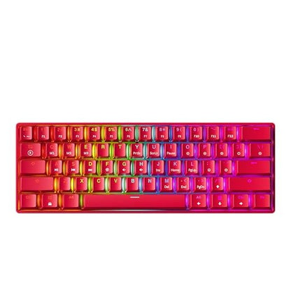 Mechanical gaming keyboard featuring 61 keys with multi-color RGB illumination and LED backlighting designed for wired use with PC and Mac. Equipped with Gateron mechanical silent brown and red switches for a quiet and responsive typing experience.