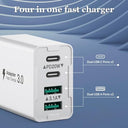 Sccvee - 40W 4-Port USB C Charger, Fast Charging PD+QC, Multiport Wall Plug